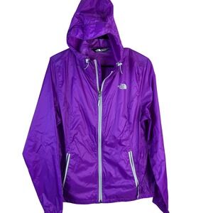 The North Face Womens Purple Ripstop Hooded Windbreaker Jacket Size L Large